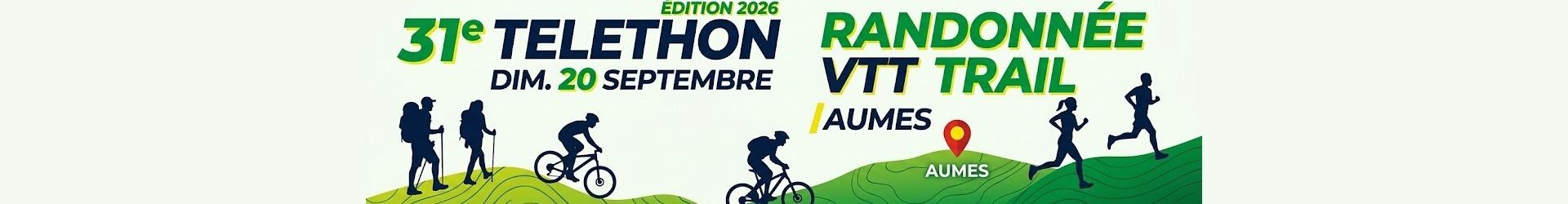 Bandeau de la 31e randonnée du Téléthon à Aumes.